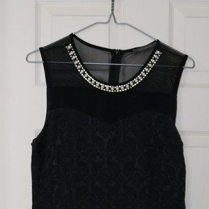 Short Black Suzy Shier Lace/Pearl Dress